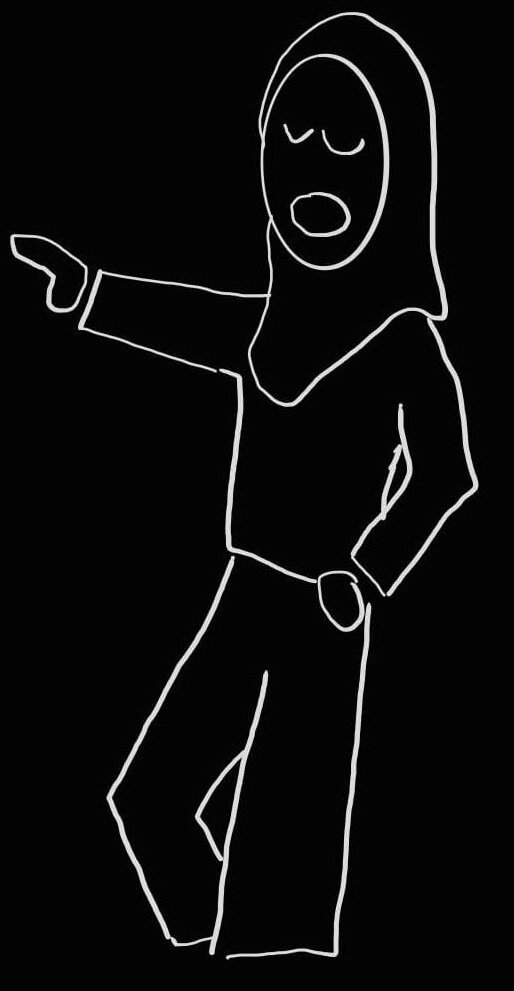 Cartoon of author pointing toward introduction